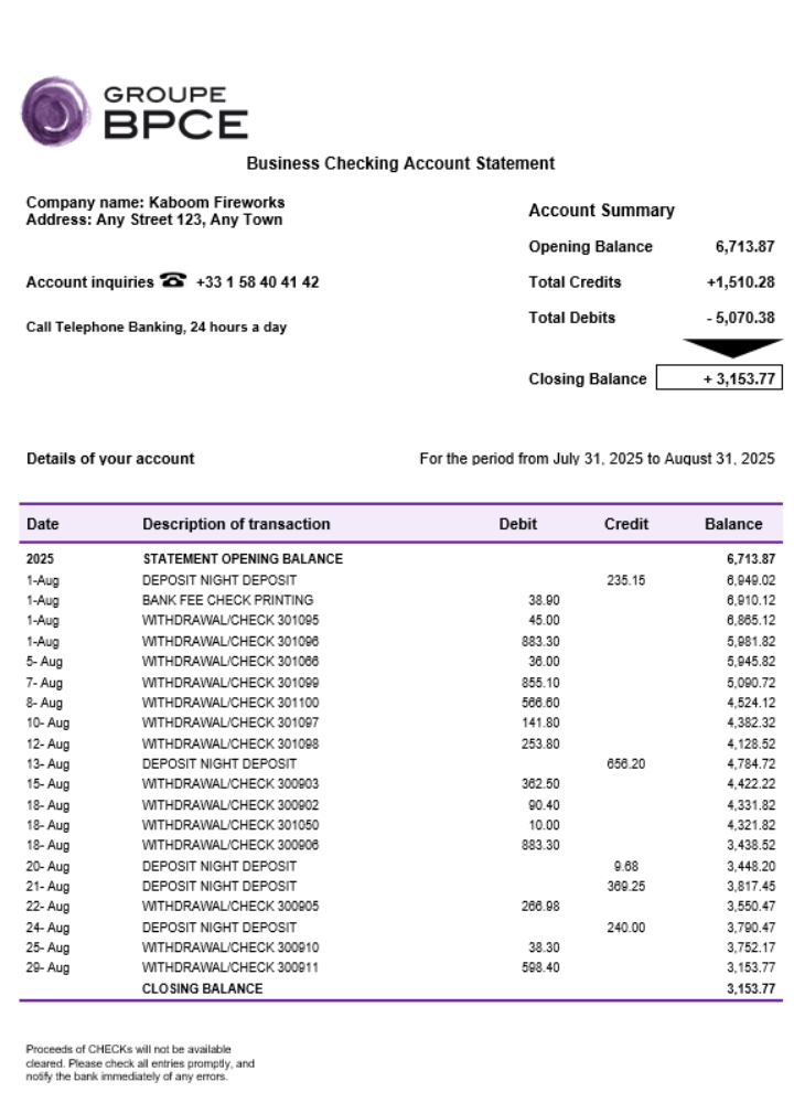  East West Bank firm account statement 